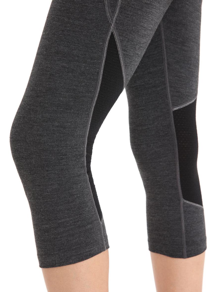 Jet Heather / Black Women's Icebreaker BodyfitZone™ Merino 260 Zone 3/4 Thermal Leggings Base Layers | USA 1868LISH